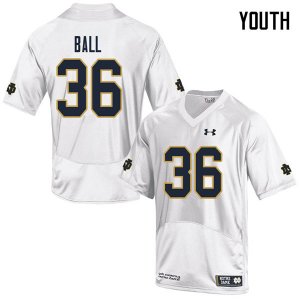 Notre Dame Fighting Irish Youth Brian Ball #36 White Under Armour Authentic Stitched College NCAA Football Jersey ULW5199KY